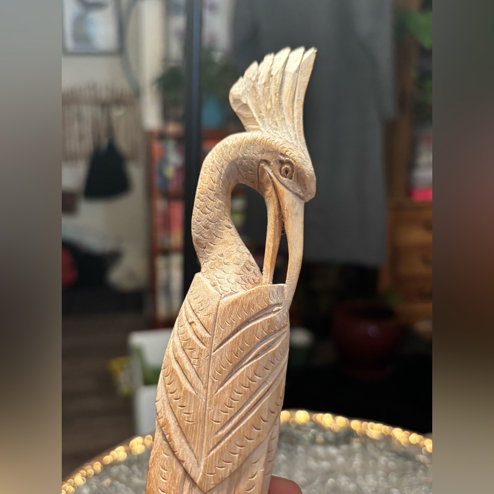 1930s Art Deco Organic Root Wood Root Hand Carved Heron Folk Art Statue 11in - Picture 9 of 13